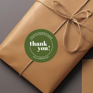 Olive Green Bold Business Thank You Classic Round Sticker