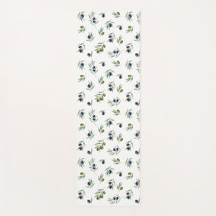 Olive Green Botanical Watercolor Chic Pattern Yoga Mat