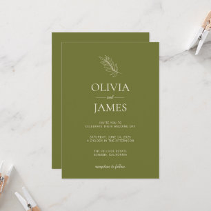 Olive Green Botanical Wedding Celebration Invitation