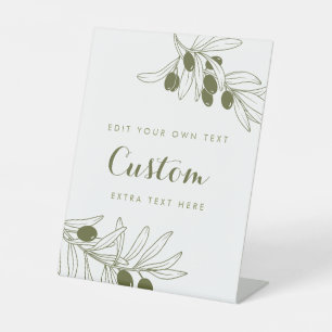 Olive Green Branches Custom Pedestal Sign