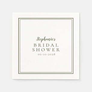 Olive Green Bridal Shower Wedding Simple Modern Napkin