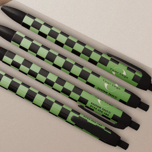 Olive green Business logo Company brand Checkers Black Ink Pen