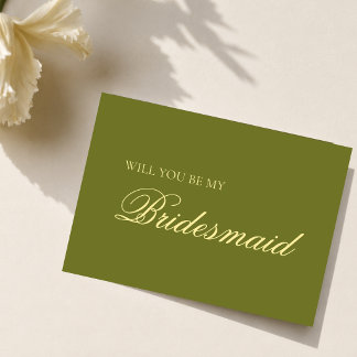 Olive Green & Butter Yellow Bridesmaid Proposal Card