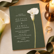 Olive Green Calla Lily Wedding Invitation