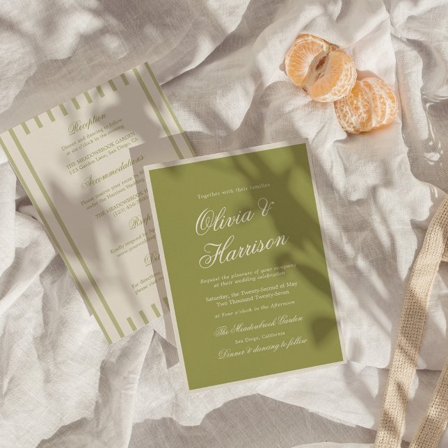 Olive Green Calligraphy All In One Wedding Invitation (Creator Uploaded)