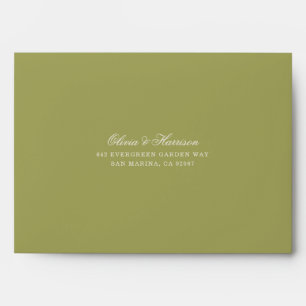 Olive Green Calligraphy Wedding Envelopes
