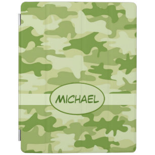 Olive Green Camo Camouflage Name Personalise Poker iPad Cover