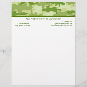Olive Green Camouflage Custom Stationery
