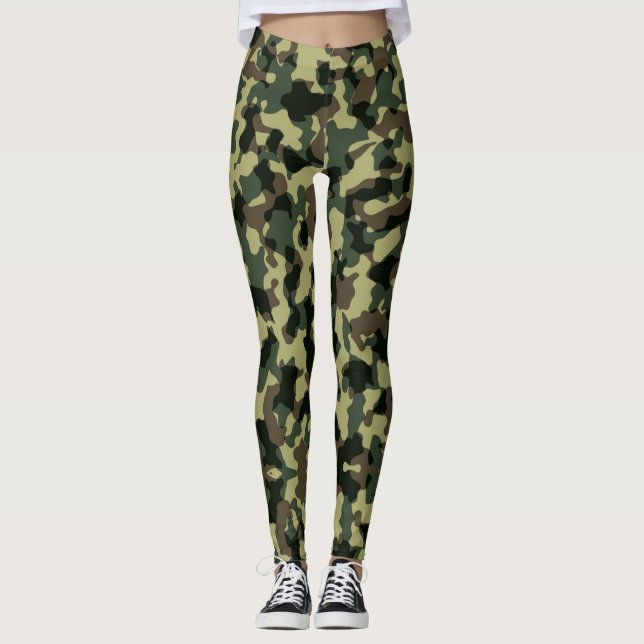 Olive Green Camouflage Leggings (Front)