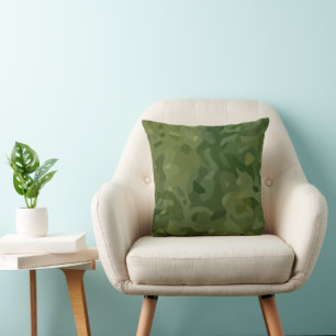 Olive Green Camouflage Pattern Cushion