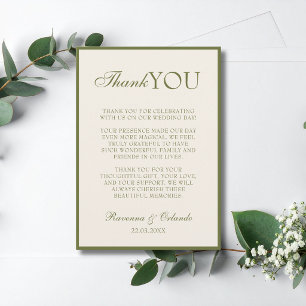 Olive Green Champagne Old Money Wedding Thank You Announcement