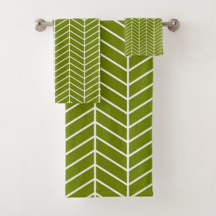 olive green chevrons bath towel set