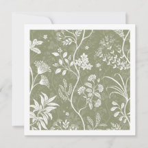 Olive Green Chintz Reverie Elegant Botanical Art
