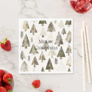 Olive Green Christmas Trees Napkin