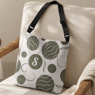 Olive Green Circles Monogram Crossbody Bag