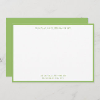 Olive Green Classic Border Flat Note Card