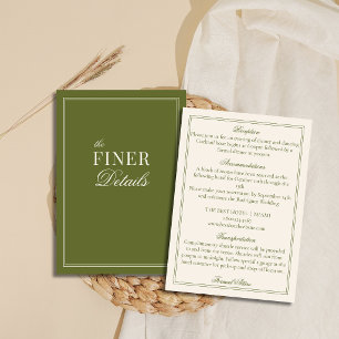 Olive Green Classic Old Money Wedding Details Enclosure Card