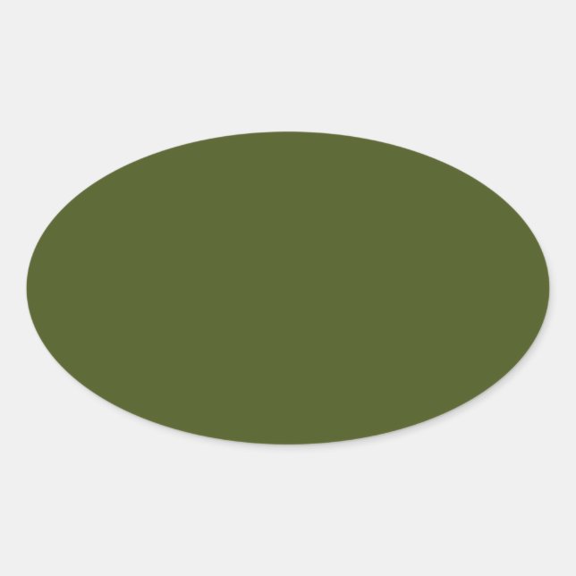 Olive Green Colour Decor Customise This Oval Sticker (Front)