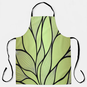 Olive Green Creative Leave Pattern Apron