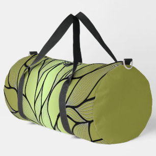 Olive Green Creative Leave Pattern Duffle Bag