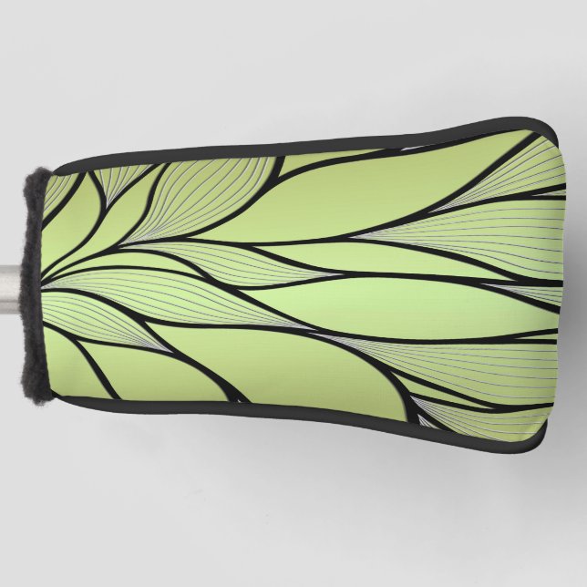 Olive Green Creative Leave Pattern  Golf Head Cover (Front)