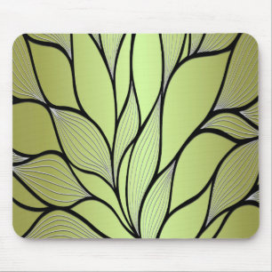 Olive Green Creative Leave Pattern Mouse Mat