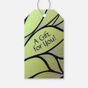 Olive Green Creative Leaves Custom Text Gift Tags