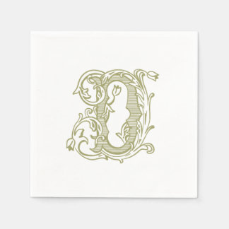 Olive Green "D" Monogram Cocktail Napkins