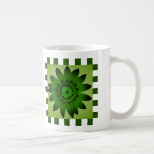 Olive Green Daisy Flower, Pattern Stripes - Mug