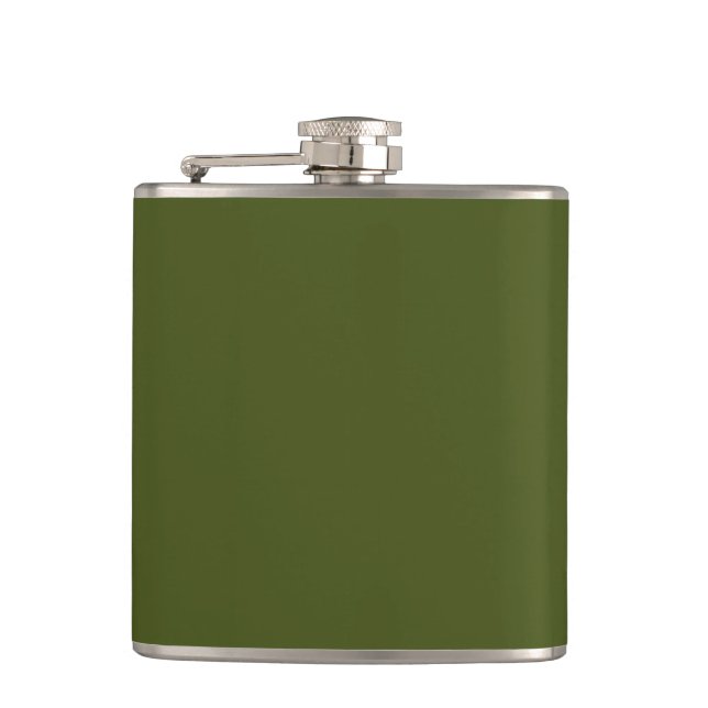 Olive Green Decor Easily Customise This Hip Flask (Front)