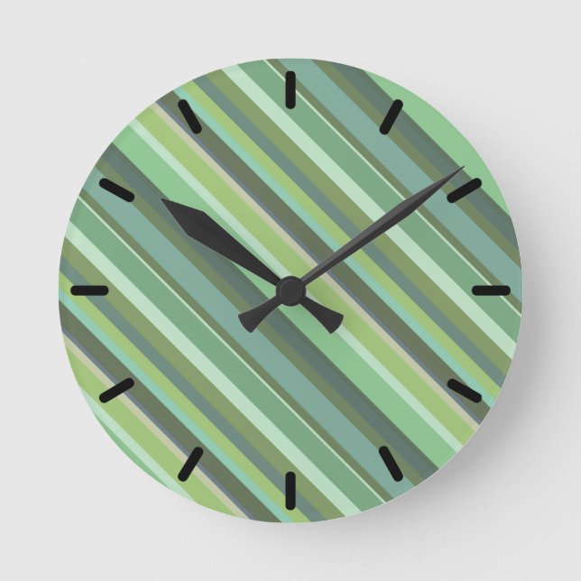 Olive green diagonal comics round clock (Front)