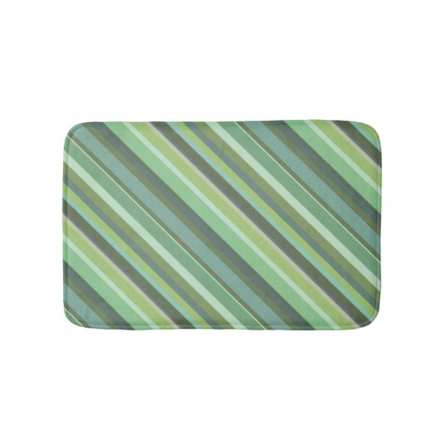 Olive green diagonal stripes bath mat (Front)