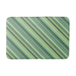 Olive green diagonal stripes bath mat