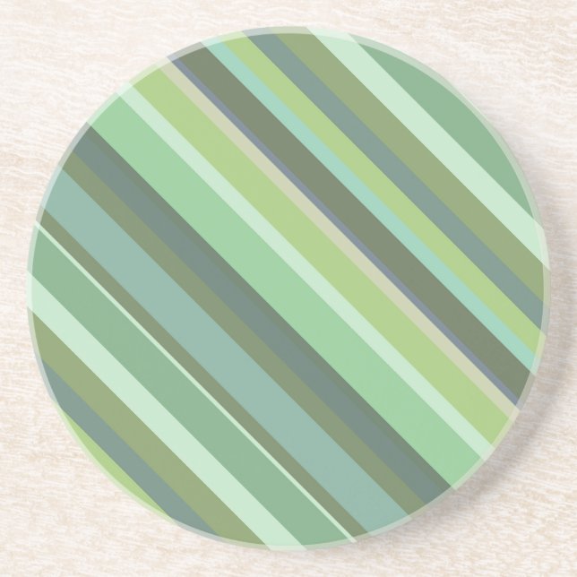 Olive green diagonal stripes coaster (Front)