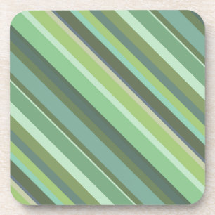 Olive green diagonal stripes coaster