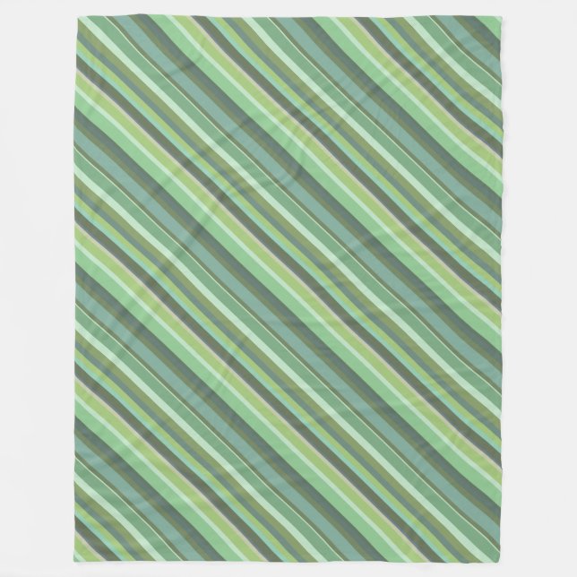 Olive green diagonal stripes fleece blanket (Front)