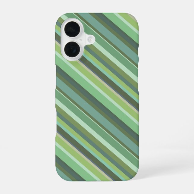 Olive green diagonal stripes iPhone 16 case (Back)