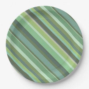 Olive green diagonal stripes paper plate