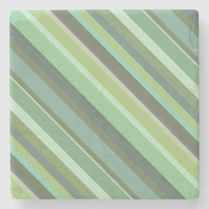 Olive green diagonal stripes stone coaster