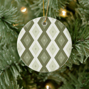 Olive green diamond pattern ceramic tree decoration