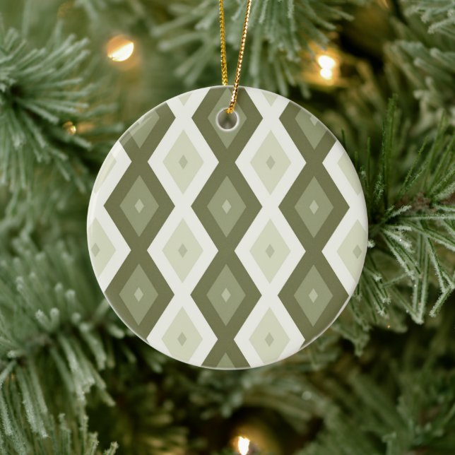 Olive green diamond pattern ceramic tree decoration (Tree)