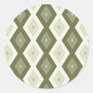 Olive green diamond pattern classic round sticker