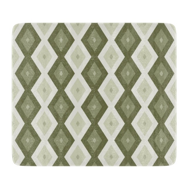 Olive green diamond pattern cutting board (Front)