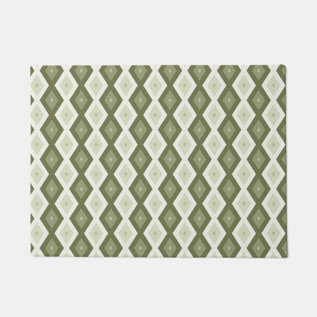 Olive green diamond pattern doormat (Front)