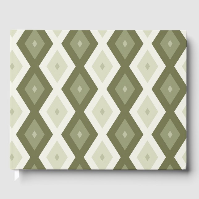 Olive green diamond pattern guest book (Front)