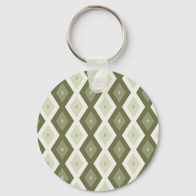 Olive green diamond pattern key ring (Front)