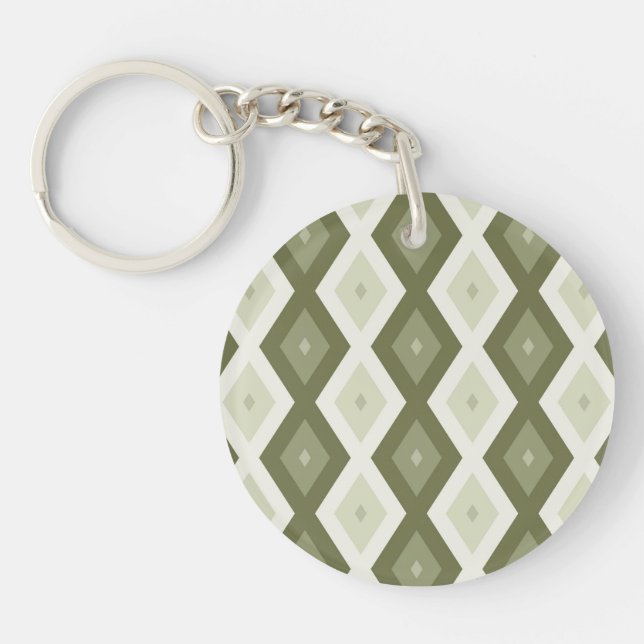 Olive green diamond pattern key ring (Front)