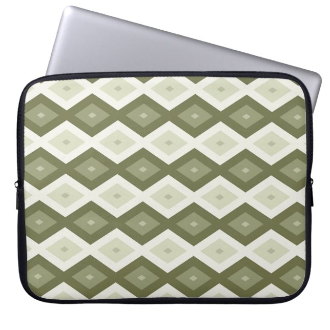 Olive green diamond pattern laptop sleeve (Front)