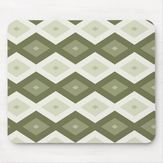 Olive green diamond pattern mouse mat (Front)