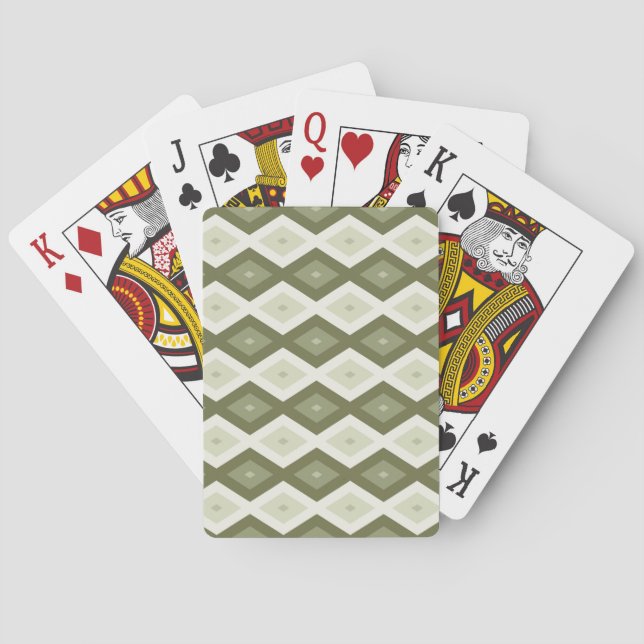 Olive green diamond pattern playing cards (Back)
